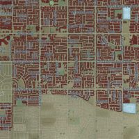 Second close-up of the map of Clovis, California print showing more streets and buildings