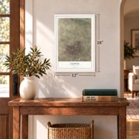 Clovis, New Mexico map, 12 x 18 inch print in a white frame in an entryway