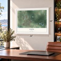 Clute, Texas map, 18 x 24 inch print in a white frame in a home office