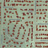Second close-up of the map of Clyde Hill, Washington print showing more streets and buildings