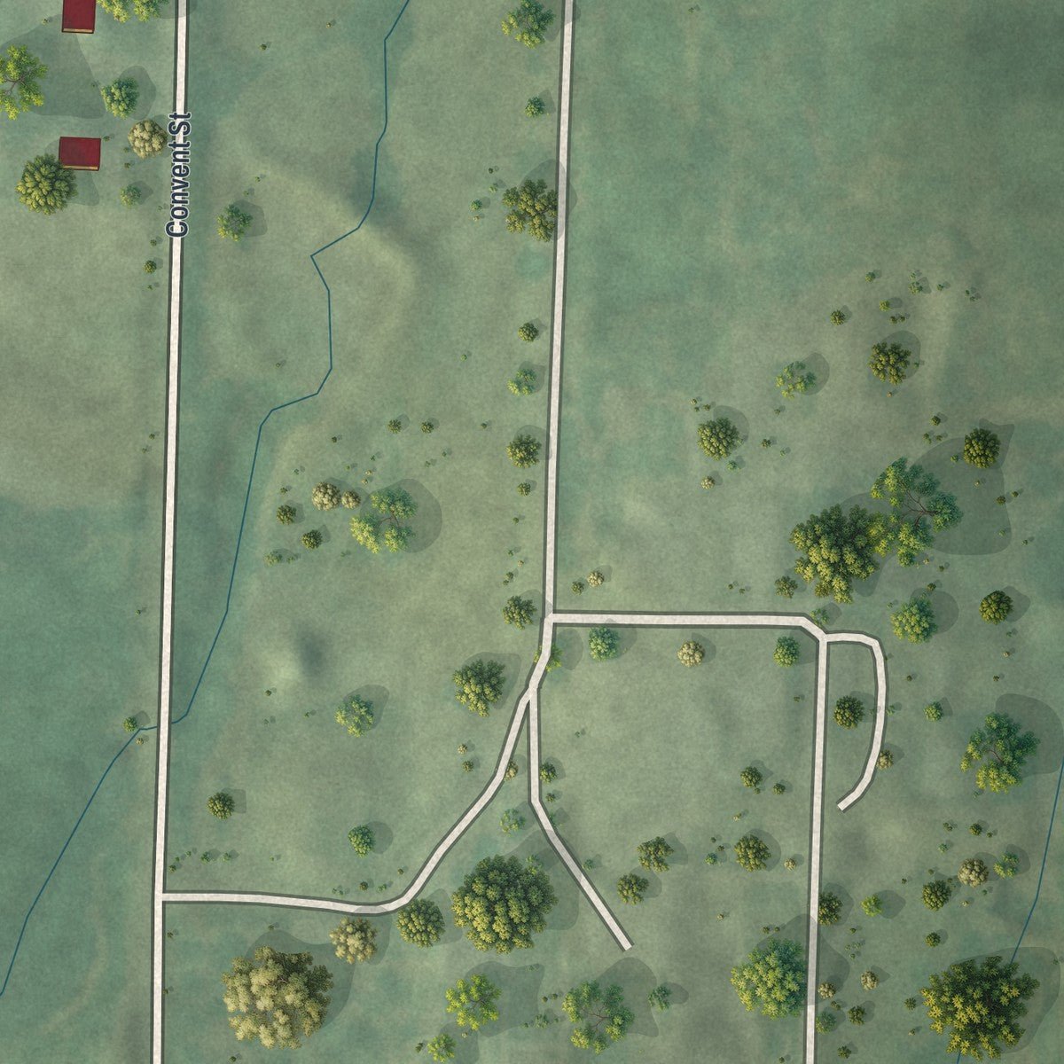 Second close-up of the map of Clyde, Missouri print showing more streets and buildings