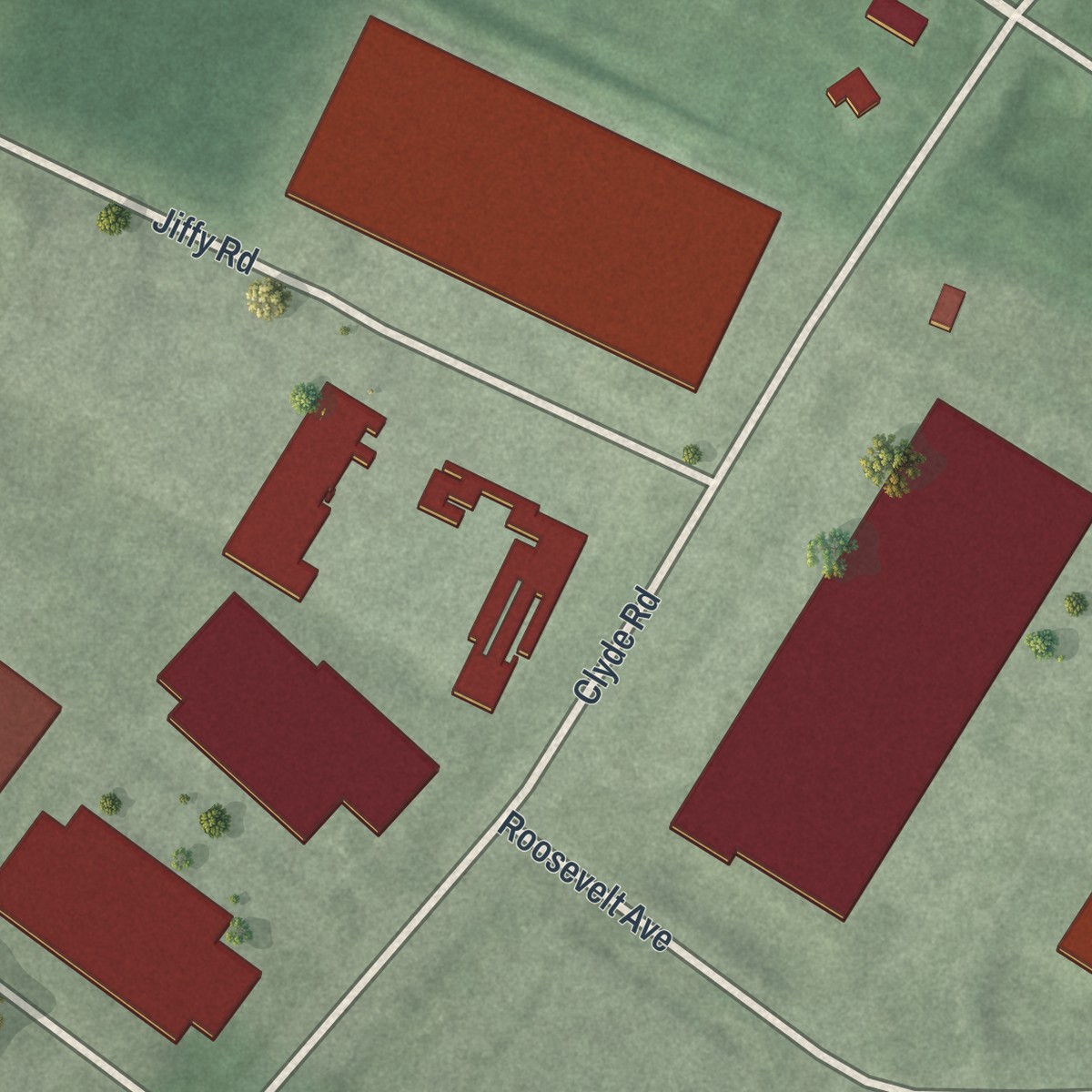 Second close-up of the map of Clyde, New Jersey print showing more streets and buildings