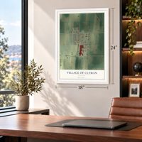 Clyman, Wisconsin map, 18 x 24 inch print in a white frame in a home office