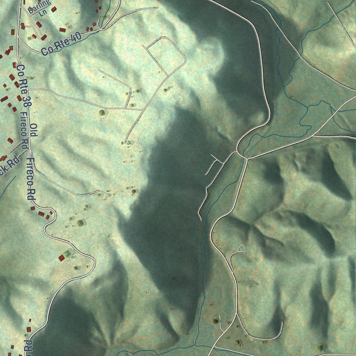 Second close-up of the map of Coal City, West Virginia print showing more streets and buildings