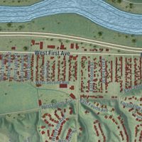 Second close-up of the map of Coal Valley, Illinois print showing more streets and buildings