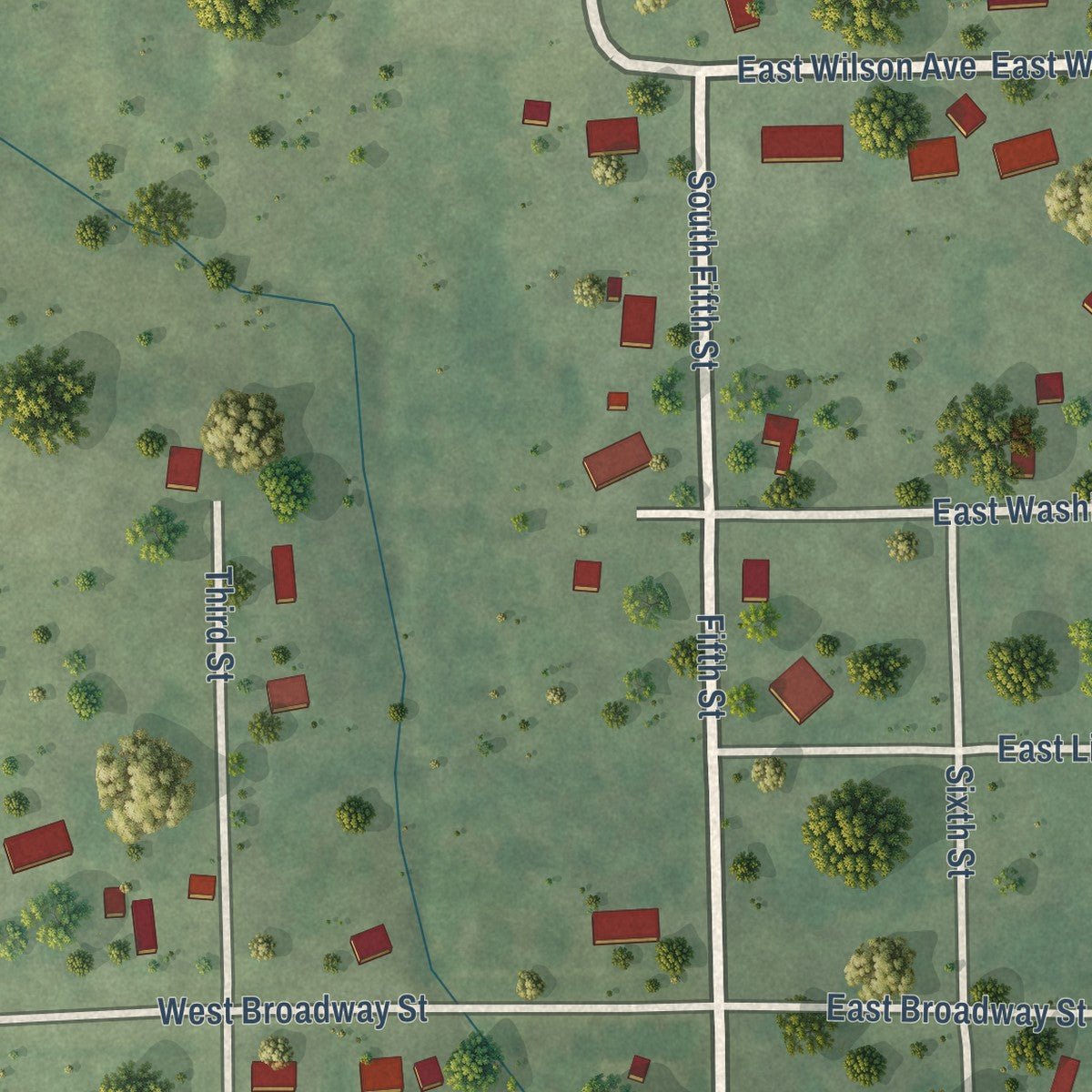 Second close-up of the map of Coalton, Illinois print showing more streets and buildings