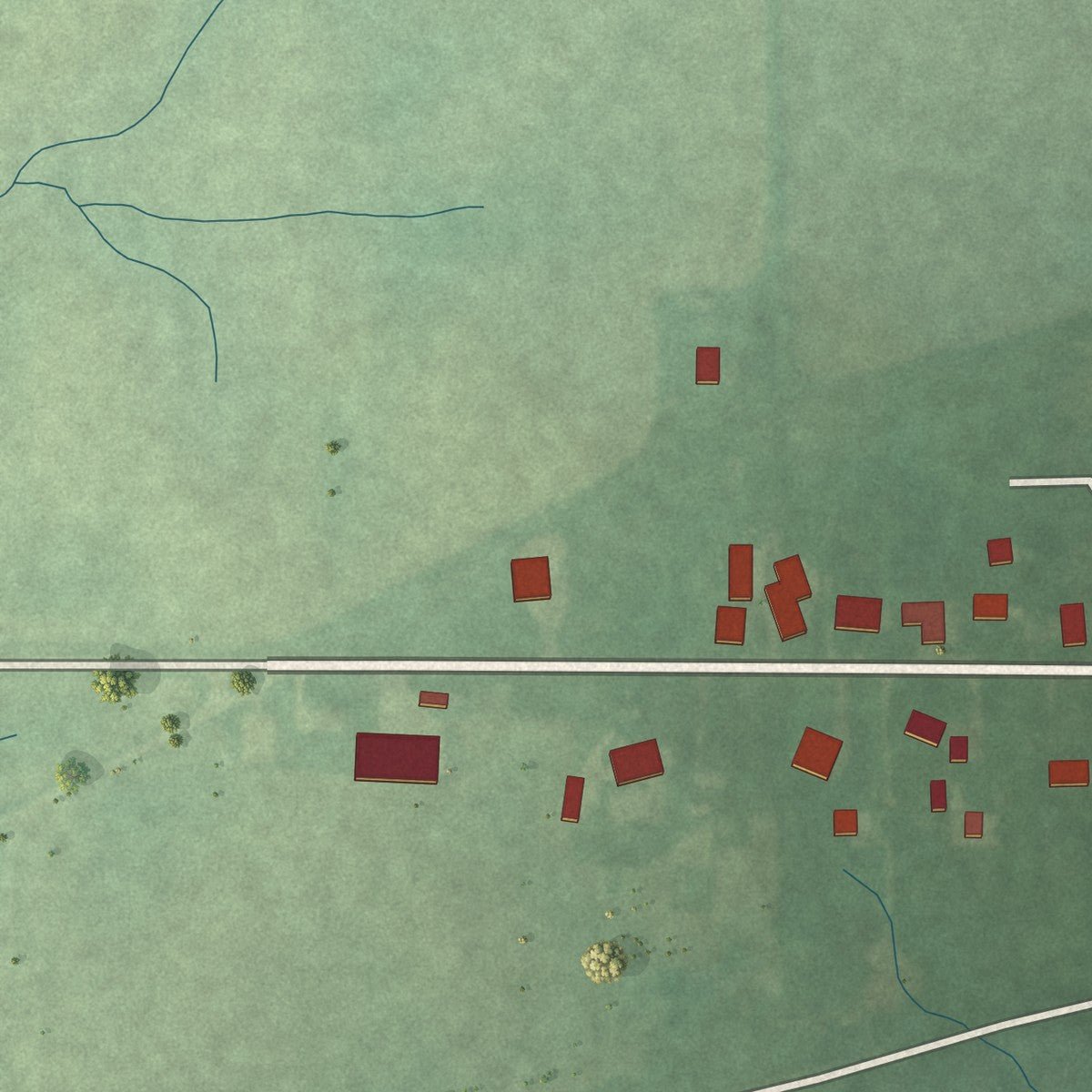 Second close-up of the map of Coatesville, Indiana print showing more streets and buildings