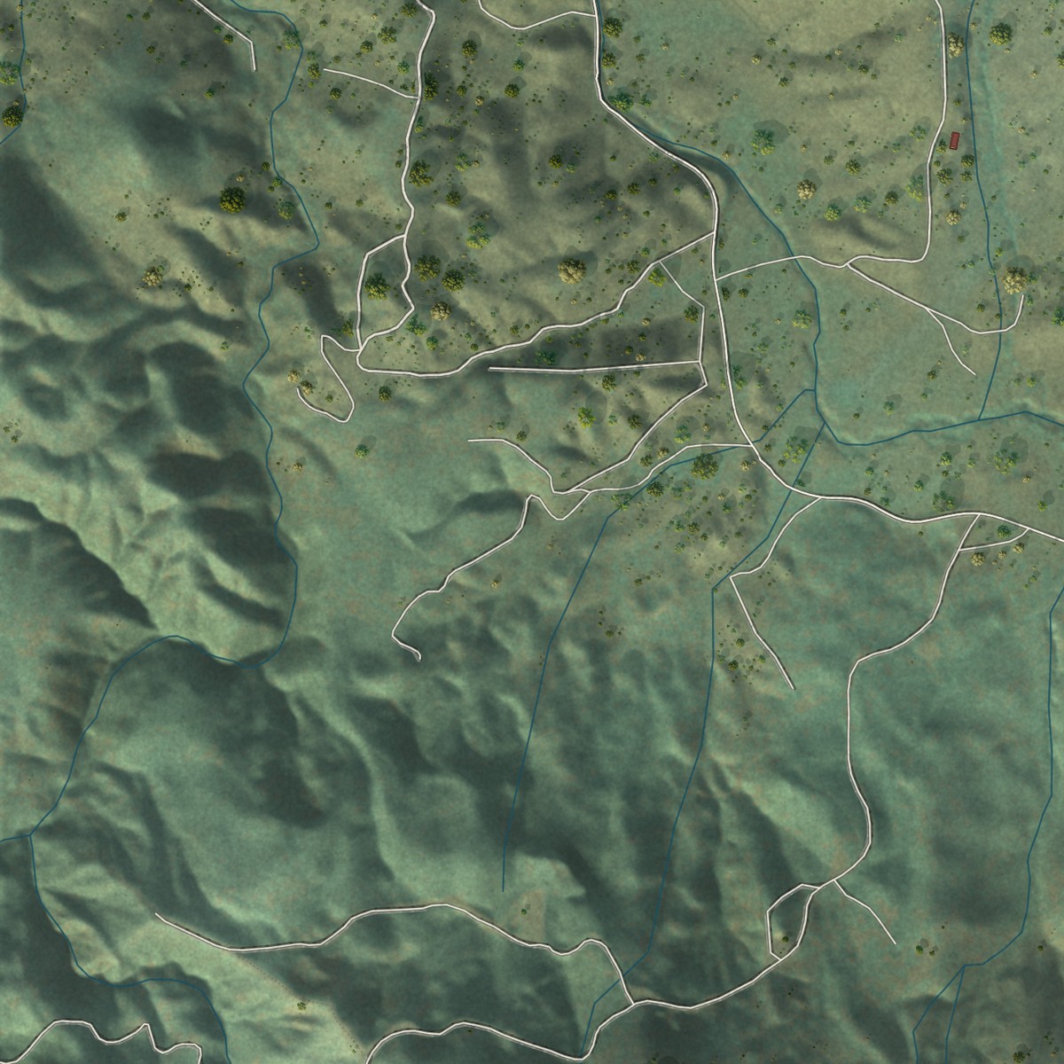Second close-up of the map of Cobb, California print showing more streets and buildings