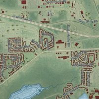Second close-up of the map of Cocoa, Florida print showing more streets and buildings