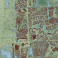 Second close-up of the map of Coconut Creek, Florida print showing more streets and buildings