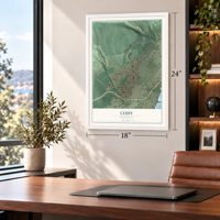 Cody, Minnesota map, 18 x 24 inch print in a white frame in a home office