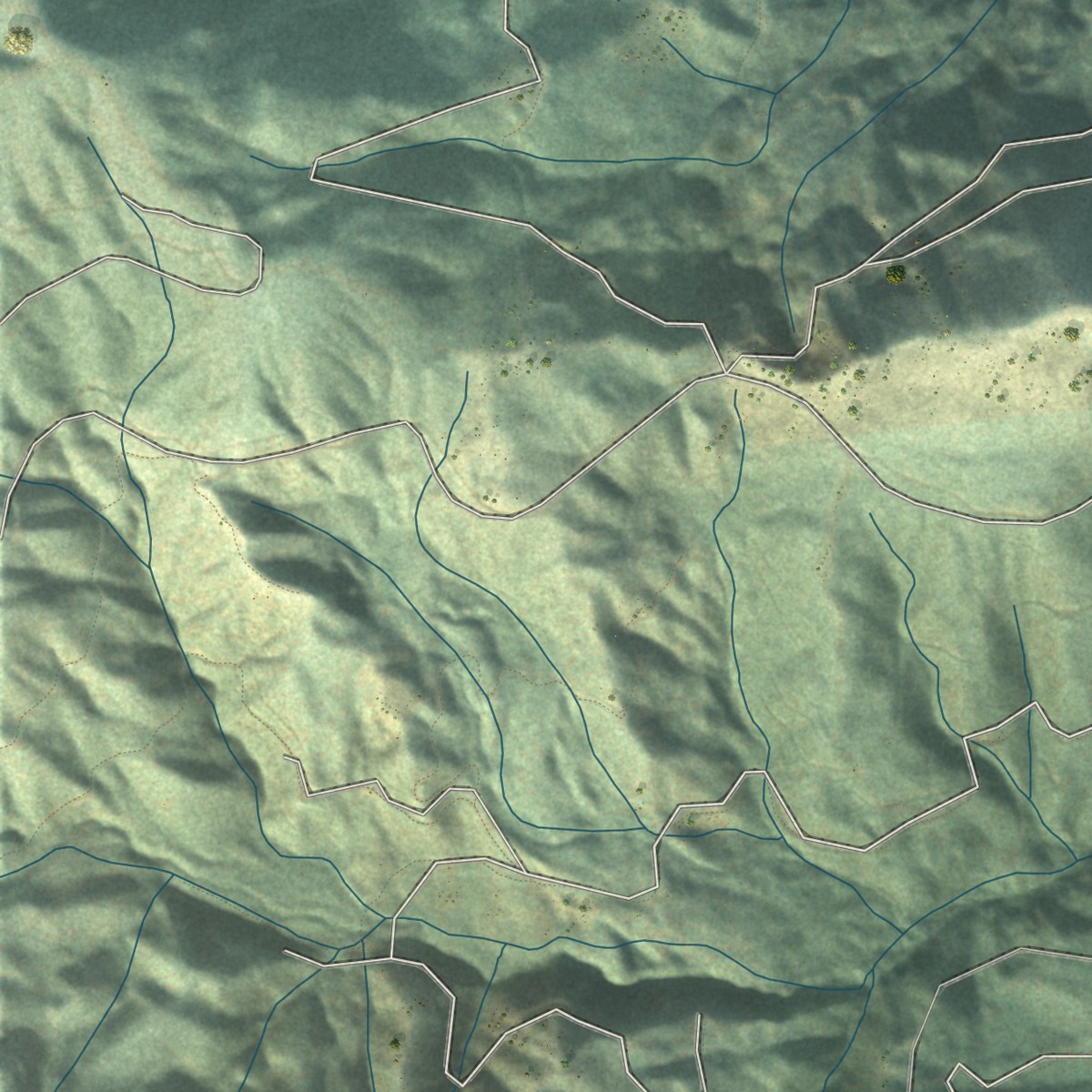 Second close-up of the map of Coffee Creek, California print showing more streets and buildings