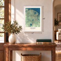 Cohasset, Massachusetts map, 12 x 18 inch print in a white frame in an entryway