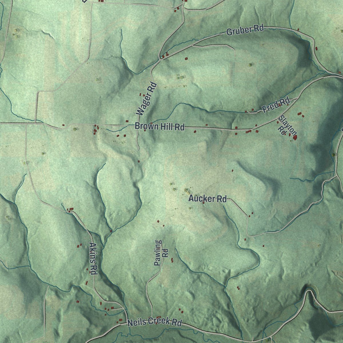 Second close-up of the map of Cohocton, New York print showing more streets and buildings