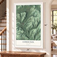 Cohocton, New York map, 24 x 36 inch print in a white frame by a staircase