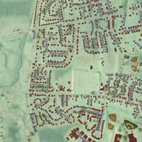 Second close-up of the map of Cohoes, New York print showing more streets and buildings