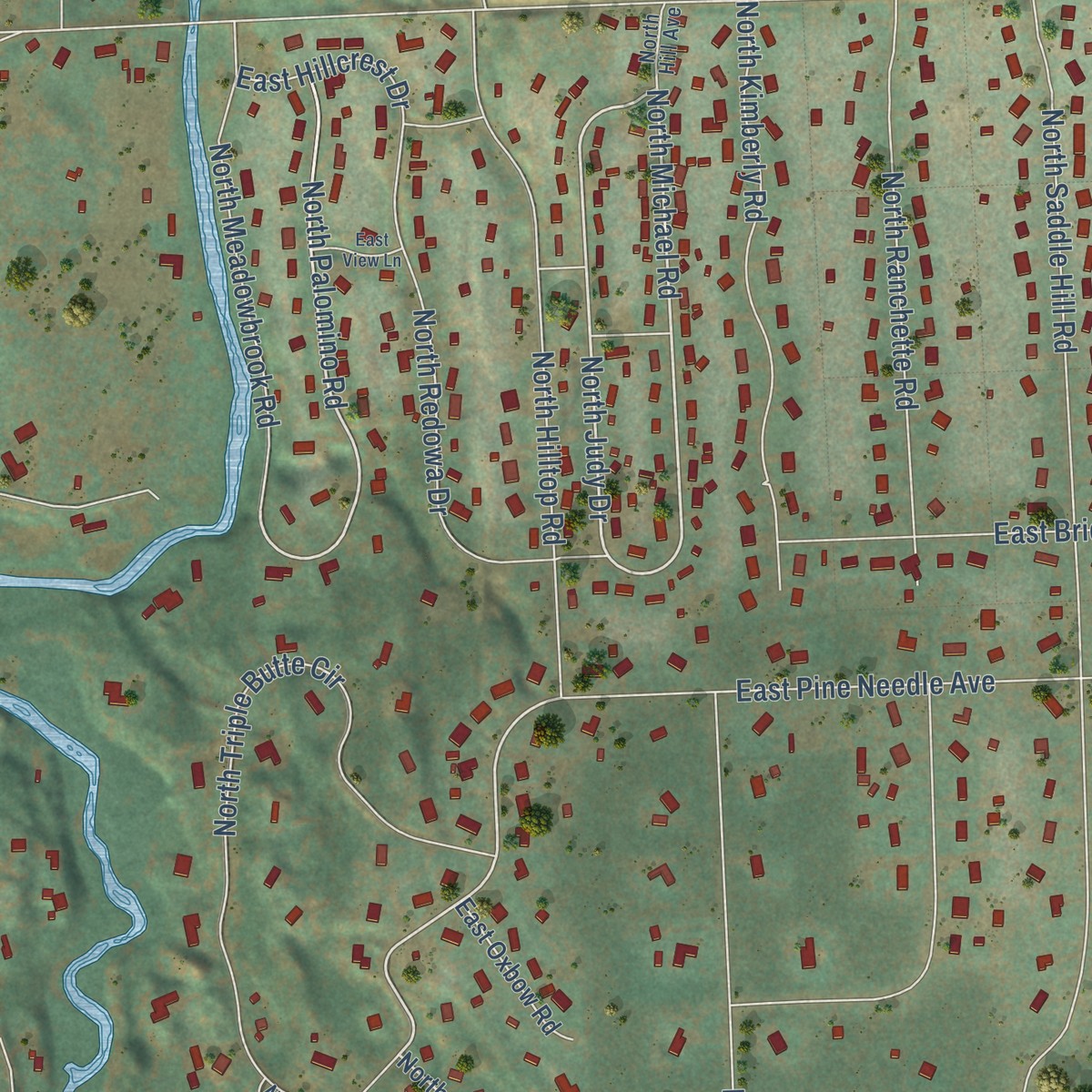 Second close-up of the map of Colbert, Washington print showing more streets and buildings