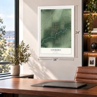 Colburn, Indiana map, 18 x 24 inch print in a white frame in a home office