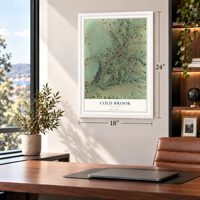 Cold Brook, New York map, 18 x 24 inch print in a white frame in a home office