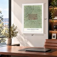 Cold Spring Park, Wisconsin map, 18 x 24 inch print in a white frame in a home office