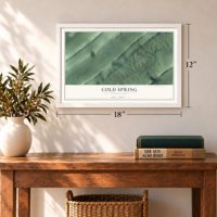 Cold Spring, Pennsylvania map, 12 x 18 inch print in a white frame in an entryway