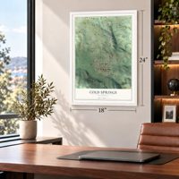 Cold Springs, California map, 18 x 24 inch print in a white frame in a home office