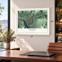 Coldiron, Kentucky map, 18 x 24 inch print in a white frame in a home office