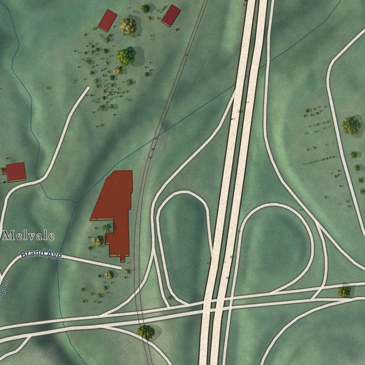 Second close-up of the map of Coldspring, Maryland print showing more streets and buildings