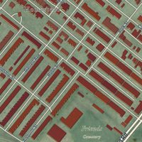Second close-up of the map of Coldstream Homestead Montebello, Maryland print showing more streets and buildings