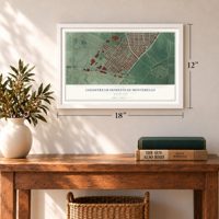 Coldstream Homestead Montebello, Maryland map, 12 x 18 inch print in a white frame in an entryway