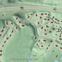 Second close-up of the map of Coldstream, Ohio print showing more streets and buildings