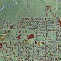 Second close-up of the map of Coldwater, Michigan print showing more streets and buildings