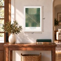 Coleharbor, North Dakota map, 12 x 18 inch print in a white frame in an entryway