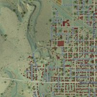 Second close-up of the map of Coleman, Texas print showing more streets and buildings