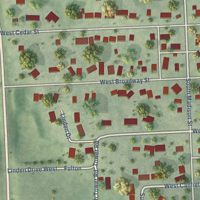 Second close-up of the map of Coleridge, Nebraska print showing more streets and buildings