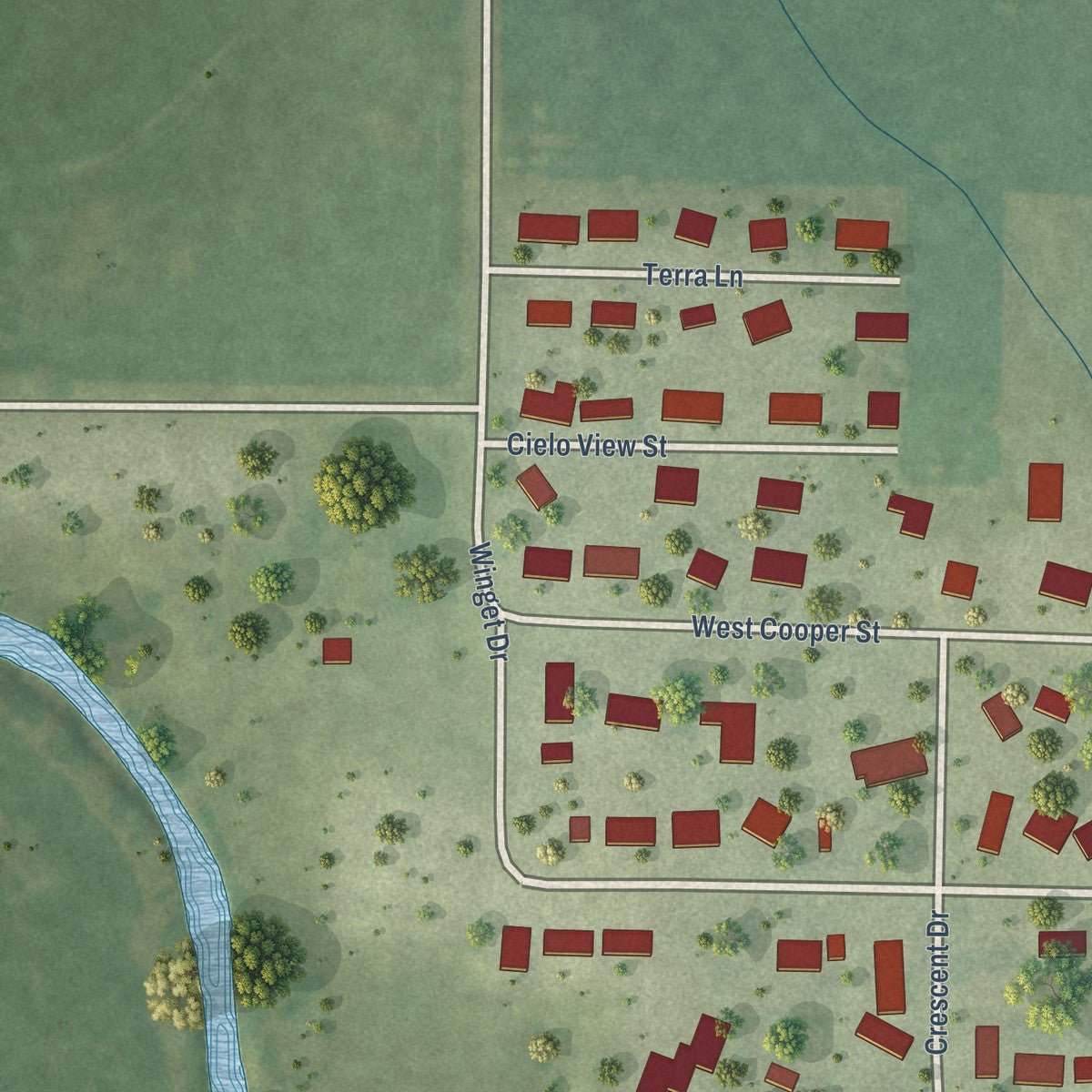 Second close-up of the map of Colfax, Illinois print showing more streets and buildings