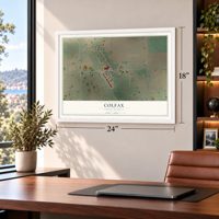Colfax, North Dakota map, 18 x 24 inch print in a white frame in a home office