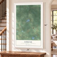 Colfax, Oceana County, Michigan map, 24 x 36 inch print in a white frame by a staircase