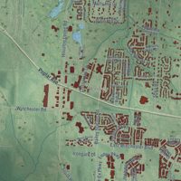 Second close-up of the map of Collierville, Tennessee print showing more streets and buildings