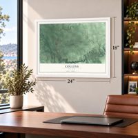 Collins, New York map, 18 x 24 inch print in a white frame in a home office