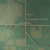 Second close-up of the map of Collins, Ohio print showing more streets and buildings