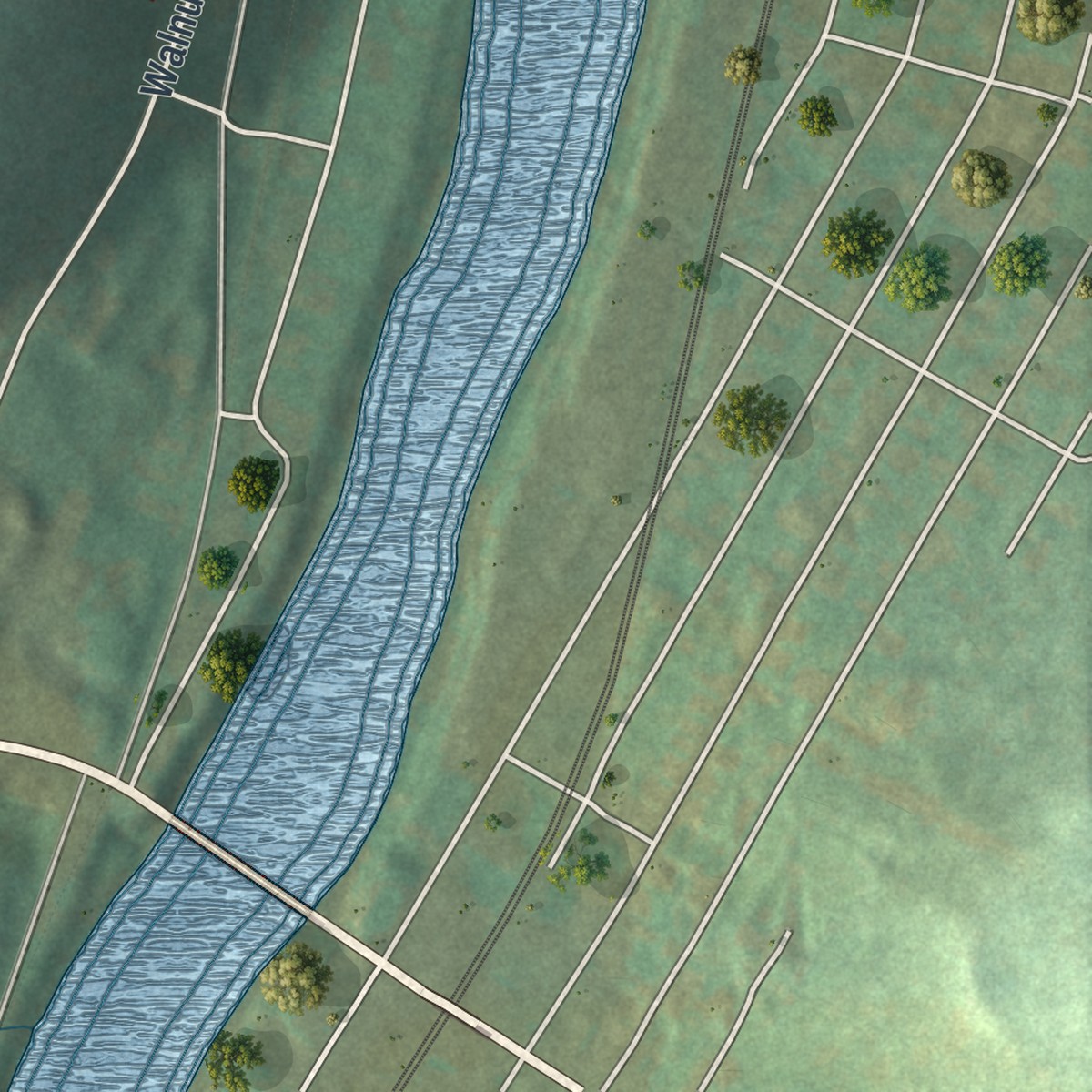 Second close-up of the map of Collinsburg, Pennsylvania print showing more streets and buildings