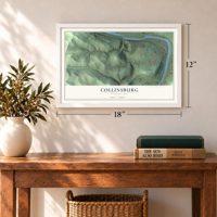 Collinsburg, Pennsylvania map, 12 x 18 inch print in a white frame in an entryway
