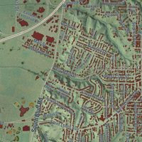 Second close-up of the map of Collinsville, Illinois print showing more streets and buildings