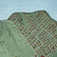 Second close-up of the map of Colonial Beach, Virginia print showing more streets and buildings