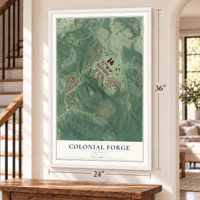 Colonial Forge, Virginia map, 24 x 36 inch print in a white frame by a staircase