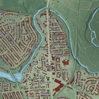 Second close-up of the map of Colonial Heights, Virginia print showing more streets and buildings