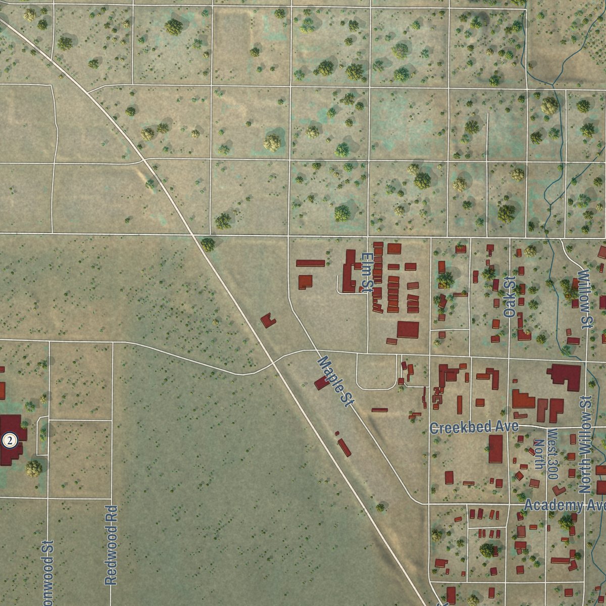 Second close-up of the map of Colorado City, Arizona print showing more streets and buildings