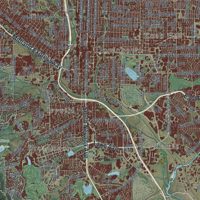 Second close-up of the map of Colorado Springs, Colorado print showing more streets and buildings
