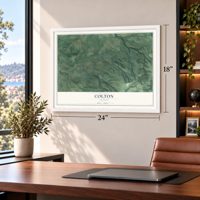 Colton, Oregon map, 18 x 24 inch print in a white frame in a home office